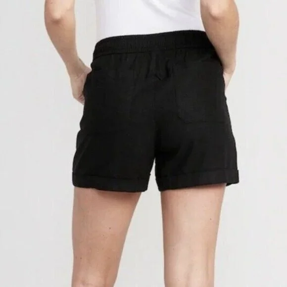 Old Navy High Rise Linen Blend Shorts in Black Jack - Picture 3 of 10